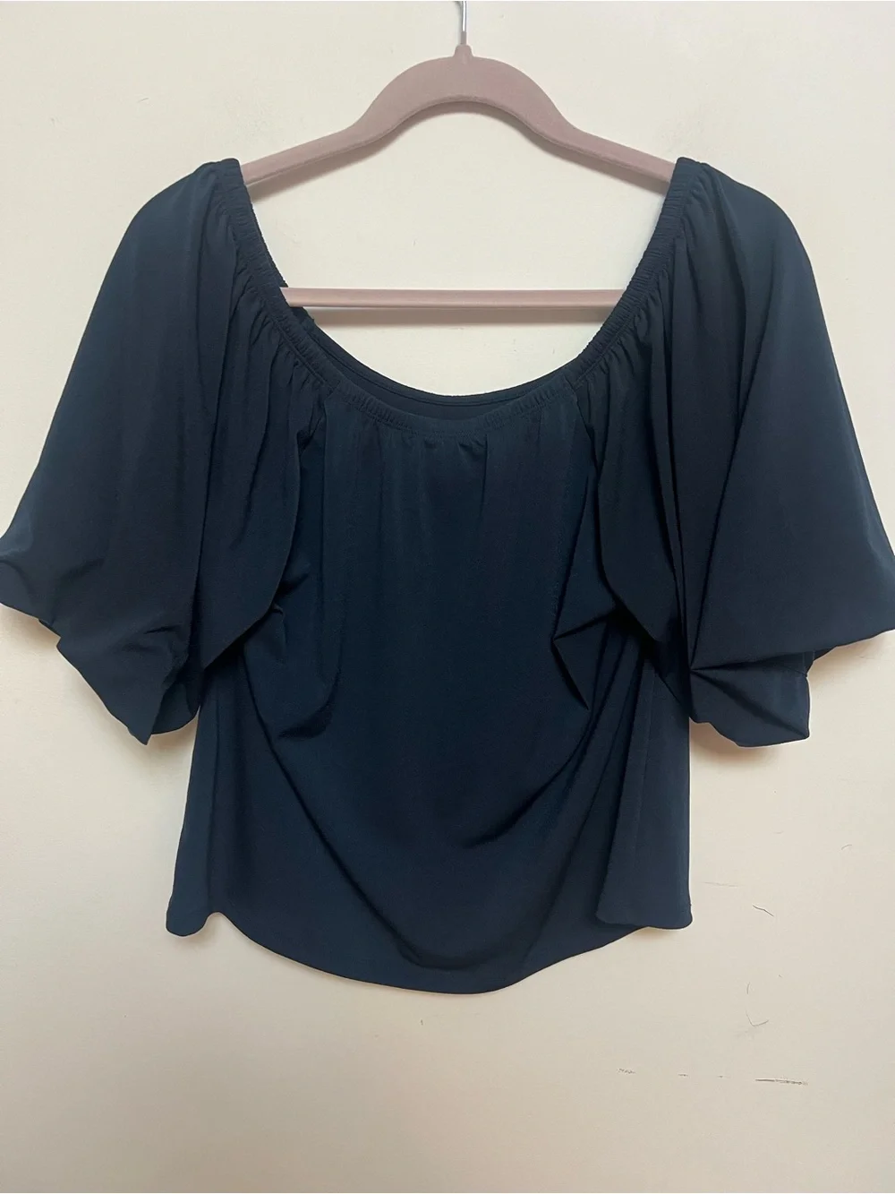 Banana Republic Navy Puff Sleeve Scoop Neck Blouse Size L